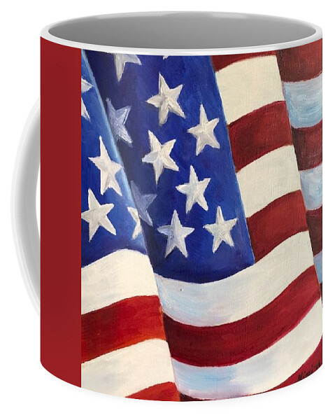 Red Coffee Mug featuring the painting USA Flag Study 1 by Michell Givens