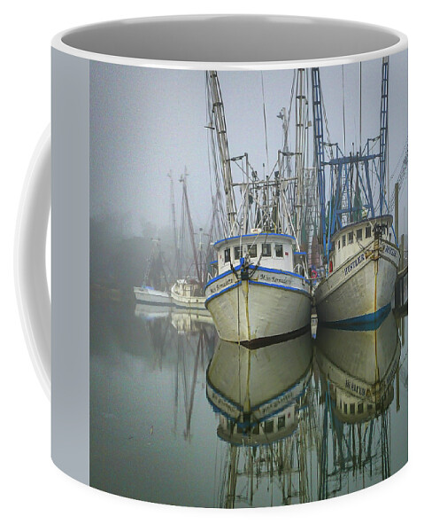 Coastal Georgia Shrimp Boats Coffee Mug featuring the photograph Valona fog by Kenny Nobles