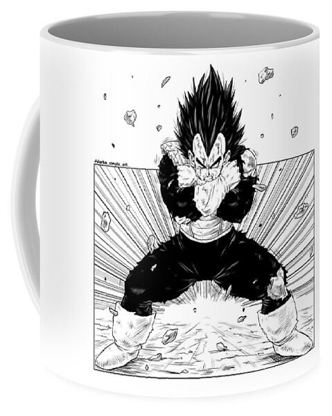 Drawing Coffee Mug featuring the drawing Vegeta black and white by Darko B