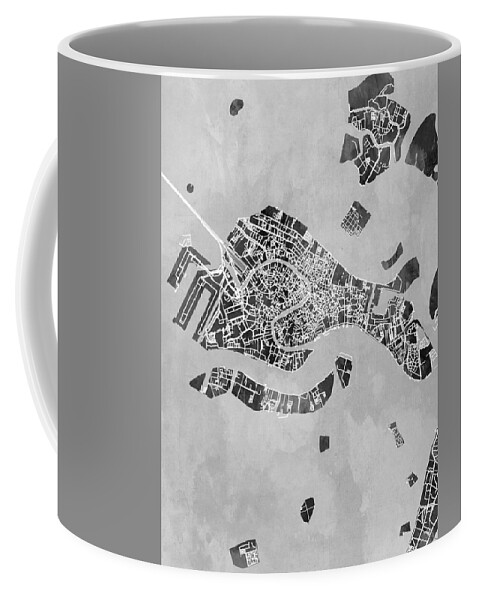 Venice Coffee Mug featuring the digital art Venice Italy City Map by Michael Tompsett