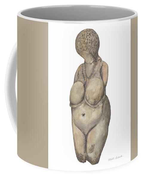 Venus Coffee Mug featuring the drawing Venus of Kostenski by Nikita Coulombe