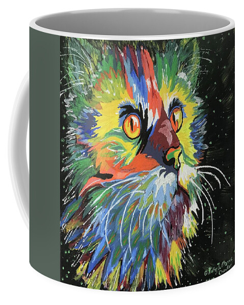 Movie Prop Coffee Mug featuring the painting Vibrant Cat by Kathy Marrs Chandler