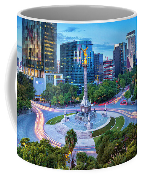 Estock Coffee Mug featuring the digital art Victory Column, Mexico City, Mexico by Claudia Uripos