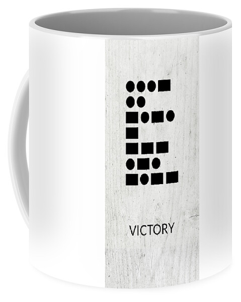 Victory Coffee Mug featuring the digital art Victory Morse Code 2- Art by Linda Woods by Linda Woods
