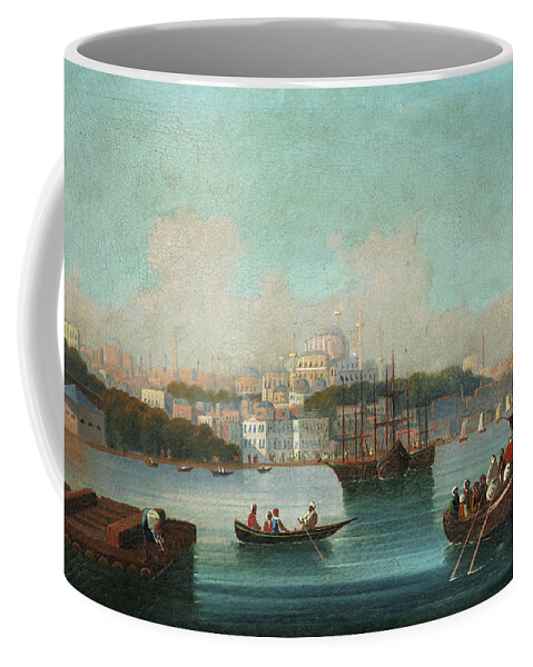 View Of Istanbul Coffee Mug featuring the painting View of Istanbul - 1 by 19th Century