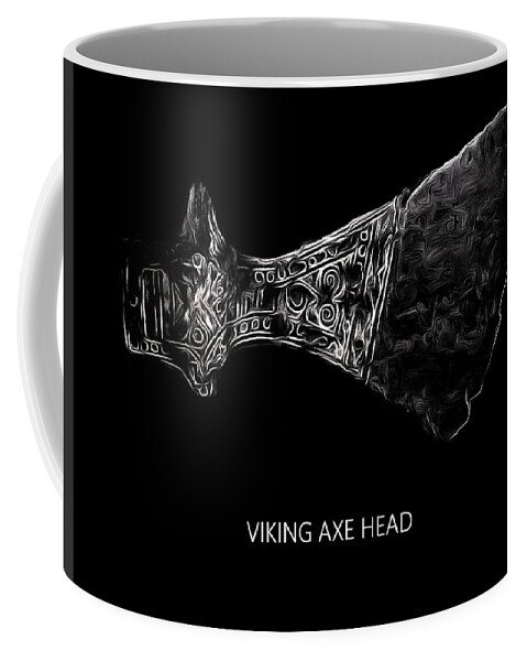 Viking Coffee Mug featuring the digital art Viking Axe Head by Robert Bissett