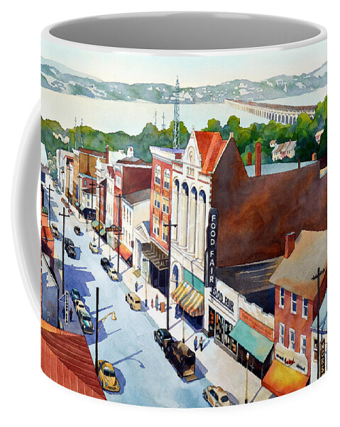 Landscape Coffee Mug featuring the painting Vintage Color, Columbia Rooftops by Mick Williams
