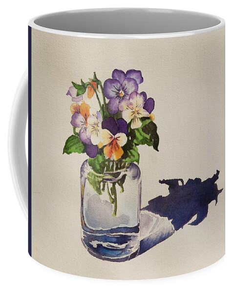 Floral Coffee Mug featuring the painting Violas by Heidi E Nelson