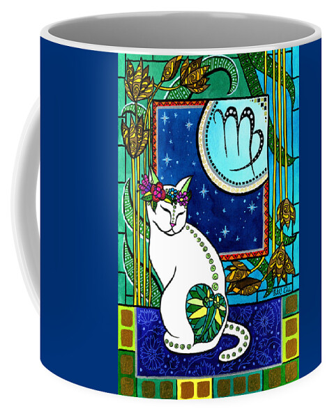 Cats Coffee Mug featuring the painting Virgo Cat Zodiac by Dora Hathazi Mendes