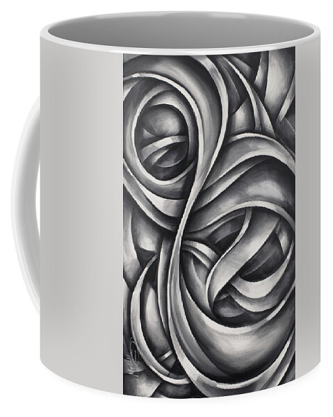Monotone Coffee Mug featuring the painting 'void' by Michael Lang