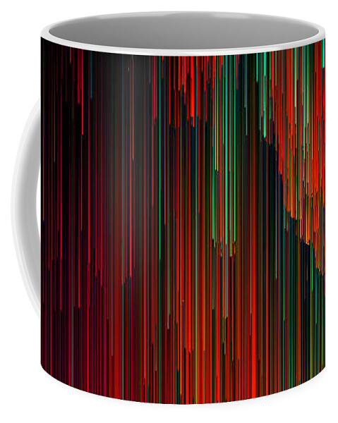 Glitch Coffee Mug featuring the digital art Volcanic Glitches - Abstract Pixel Art by Jennifer Walsh