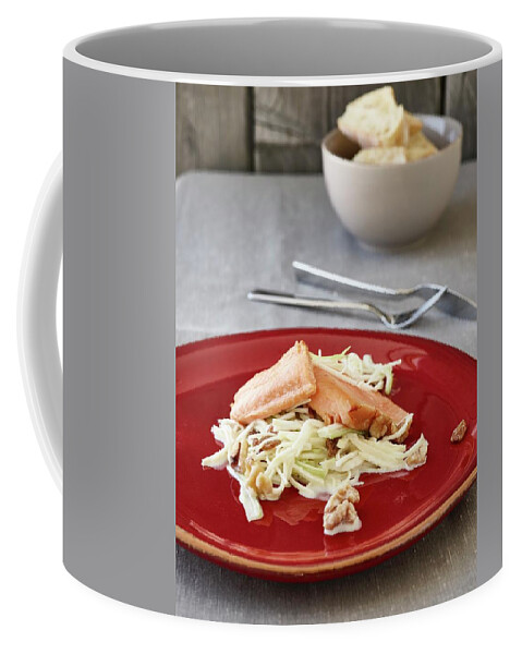 Ip_12356343 Coffee Mug featuring the photograph Waldorf Salad With Smoked Trout by Julia Hildebrand