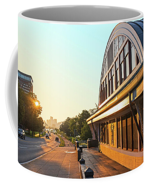 Cambridge Coffee Mug featuring the photograph Walking by the Dewolfe Boathouse on the Charles River at Sunrise by Toby McGuire