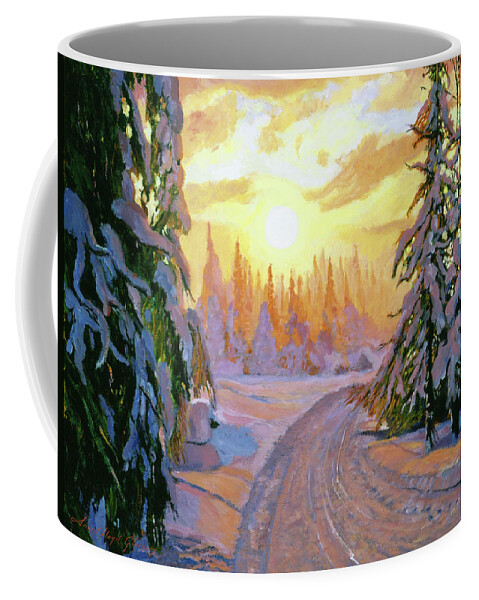 Landscape Coffee Mug featuring the painting Walking Home For Christmas by David Lloyd Glover