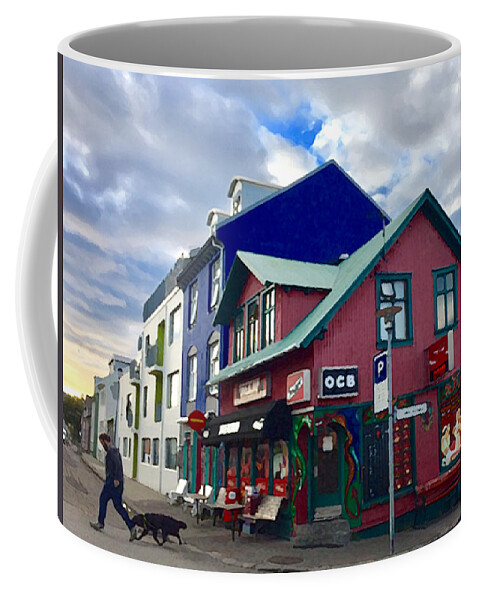 Akureyri Coffee Mug featuring the photograph Walking the Dog in Akureyri by Tom Johnson