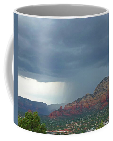 Sedona Coffee Mug featuring the photograph Wall of Rain over Sedona AZ Red Rock by Toby McGuire