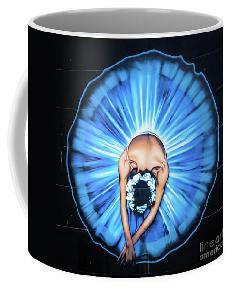 Ballerina Coffee Mug featuring the photograph Ballerina wall painting, Christchurch, New Zealand by Lyl Dil Creations