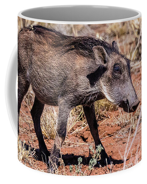 Warthog Coffee Mug featuring the photograph Warthog, Namibia by Lyl Dil Creations