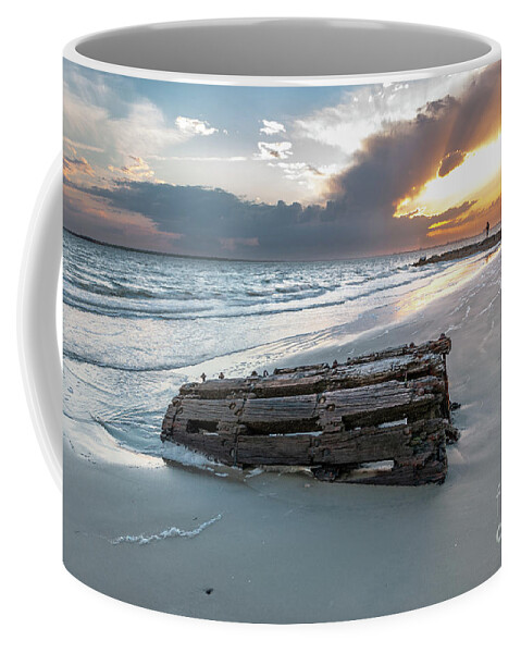 Sunset Coffee Mug featuring the photograph Washed Ahore - Sullivan's Island South Carolina by Dale Powell