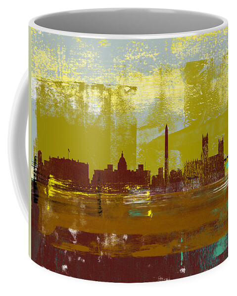 Washington D.c. Coffee Mug featuring the mixed media Washington D.C. Abstract Skyline II by Naxart Studio