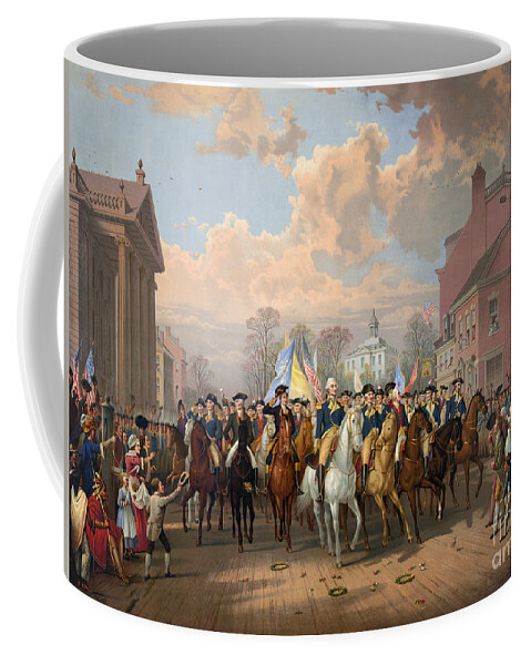 1783 Coffee Mug featuring the painting Washington Entering New York City 1783 by Granger