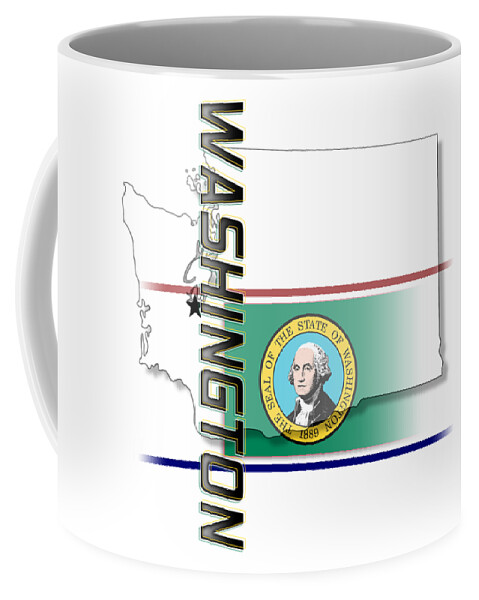 Washington Coffee Mug featuring the digital art Washington State Vertical Print by Rick Bartrand