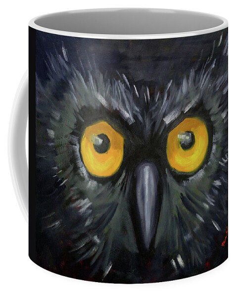 Bird Eyes Coffee Mug featuring the painting Watching You by Nancy Merkle