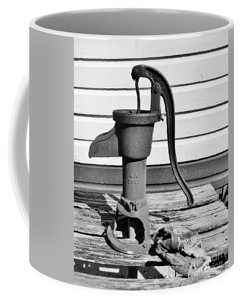 Water Pump Coffee Mug featuring the photograph Water Hand Pump BW by D Hackett