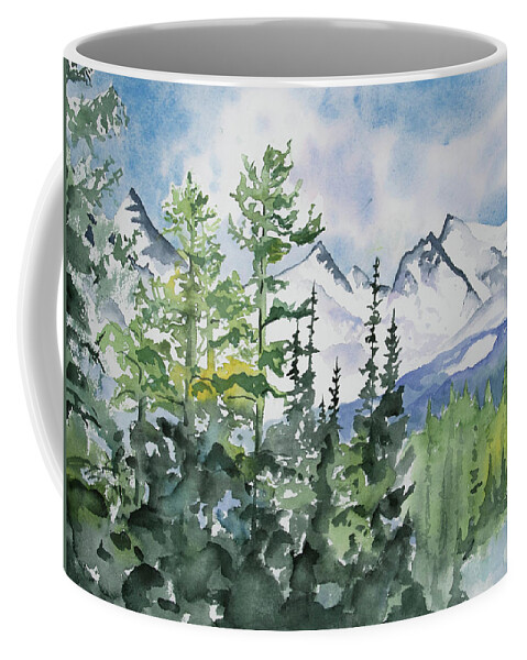 Brainard Lakes Coffee Mug featuring the painting Watercolor - Brainard Lakes Winter Landscape by Cascade Colors