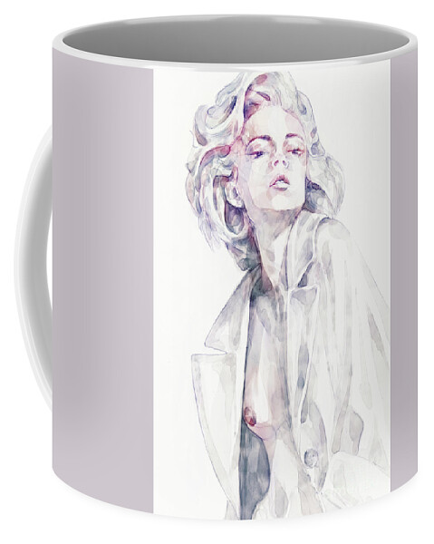 54ka Coffee Mug featuring the painting Watercolor Girl Portrait Drawing by Dimitar Hristov