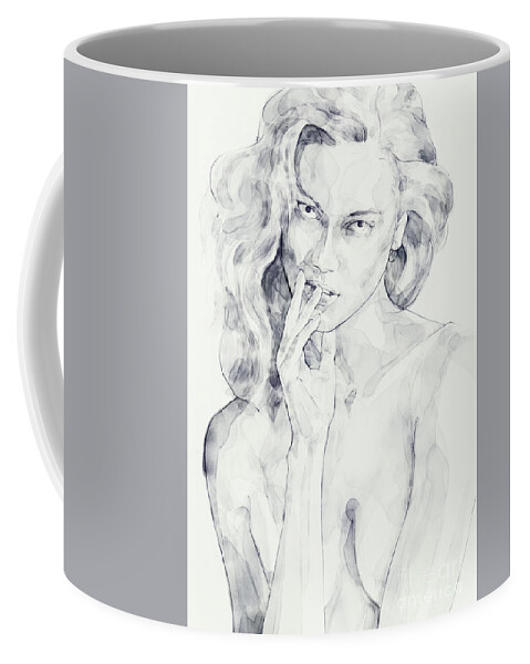 Watercolor Coffee Mug featuring the painting Watercolor portrait of a girl by Dimitar Hristov
