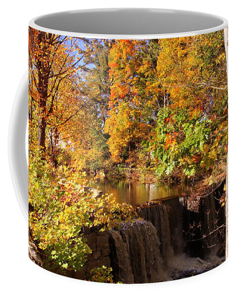 Maine Coffee Mug featuring the photograph Waterfall in Autumn by Lennie Malvone