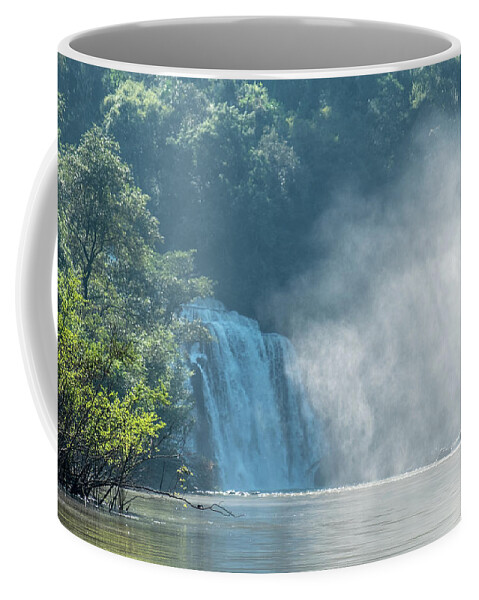 Parana Coffee Mug featuring the photograph Waterfall, sunlight and mist by Mark Hunter