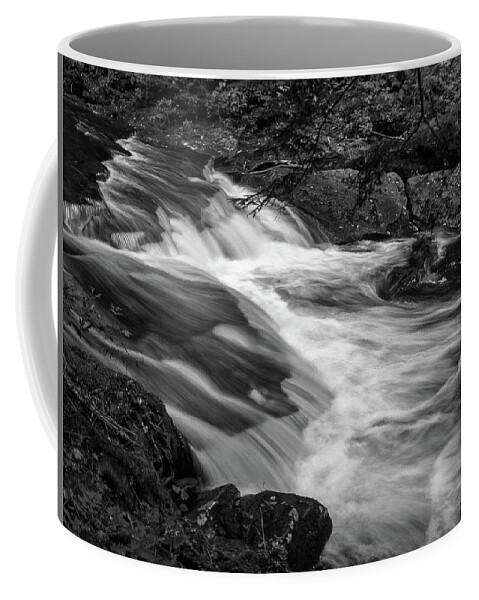 Black And White Coffee Mug featuring the photograph Waterfalls at Ricketts Glenn by Louis Dallara