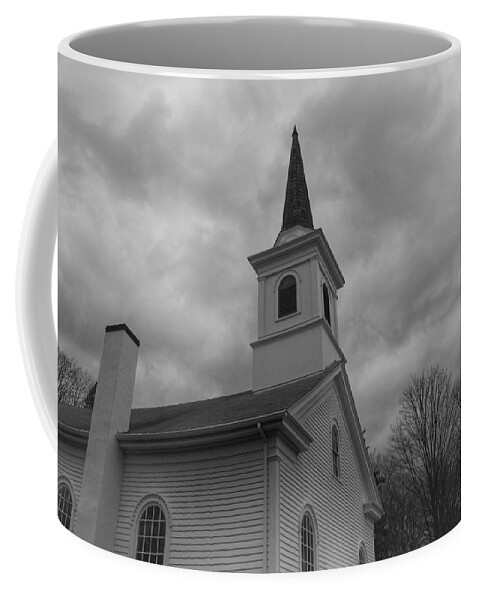 Waterloo Village Coffee Mug featuring the photograph Waterloo United Methodist Church - Detail by Christopher Lotito