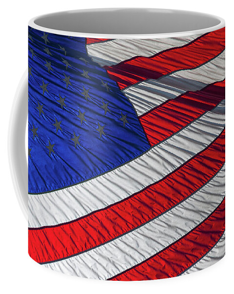 American Flag Coffee Mug featuring the photograph Waving American Flag by David Smith