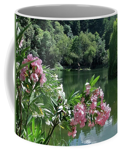 Flowers Coffee Mug featuring the photograph Weeping Willow Pond by Kathy Chism
