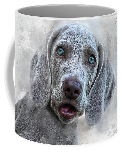 Puppy Coffee Mug featuring the digital art Weimaraner Puppy by Doreen Erhardt