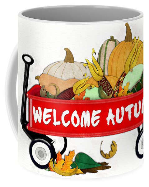 Kids Wagon Coffee Mug featuring the photograph Welcome Autumn Digital Watercolor by Colleen Cornelius