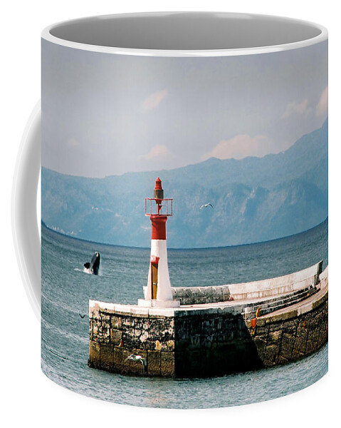 Whale Coffee Mug featuring the photograph Whale Breaching by Andrew Hewett