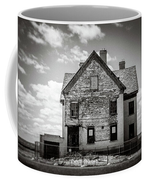 Black And White Coffee Mug featuring the photograph What Remains by Steve Stanger