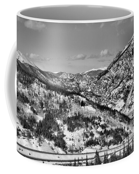 Copper Mountain Coffee Mug featuring the photograph Wheeler Junction Overlook Black And White by Adam Jewell