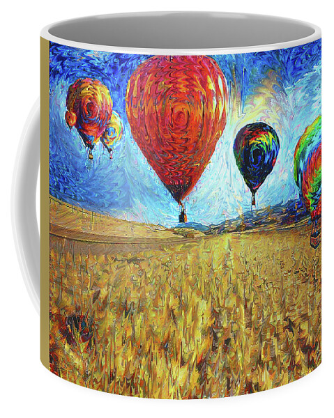Balloon Coffee Mug featuring the digital art When the sky blooms by Alex Mir