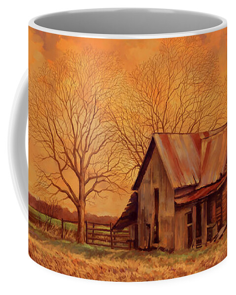 Farmland Coffee Mug featuring the painting Where Grandpa Once Played by Hans Neuhart