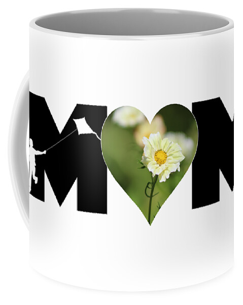 White Cosmos in Heart with Little Boy MOM Big Letter Coffee Mug by Colleen  Cornelius - Pixels