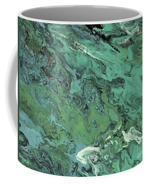 Abstract Art Coffee Mug featuring the painting White dolphin by Monica Elena