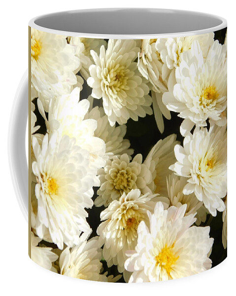 White Coffee Mug featuring the photograph - White Mums by THERESA Nye