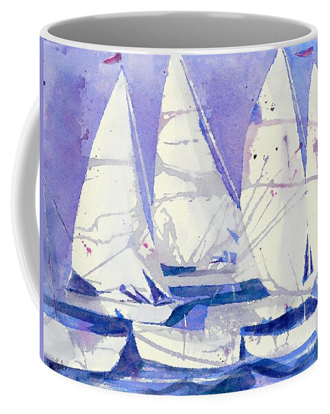 Sailboats Coffee Mug featuring the painting White Sails by Midge Pippel