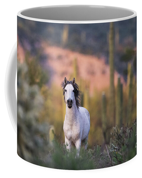 Stallion Coffee Mug featuring the photograph White Stallion by Shannon Hastings