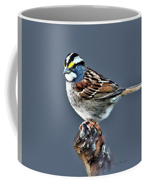 White Throated Sparrow Coffee Mug featuring the digital art White-Throated Sparrow by Diane Chandler